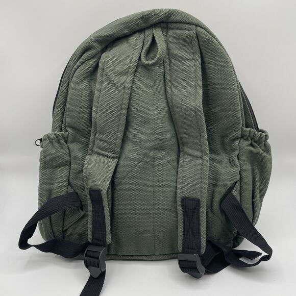 Organic Hemp Backpack Bag - Eco Friendly Rustic Travel Bag by Freakmandu - Green - Picture 3 of 3